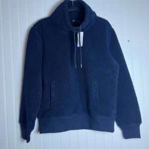 Brooks Brothers Women’s Teddy Fleece Pullover Navy Cowl Neck Sweater SZ L NWT